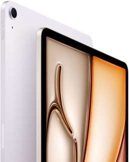 iPad Air, Purple color, front exterior, back exterior, 12MP Wide back camera on top left corner