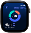 Apple Watch Series 12, aluminum case, space gray color, sleep score circle graph, right side exterior, Digital Crown